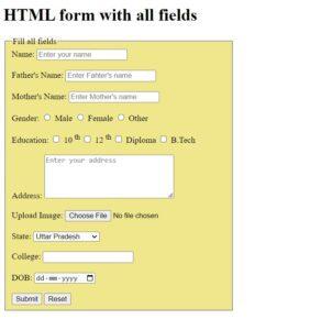 HTML Programs With Their Input And Output