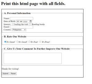 HTML Programs With Their Input And Output
